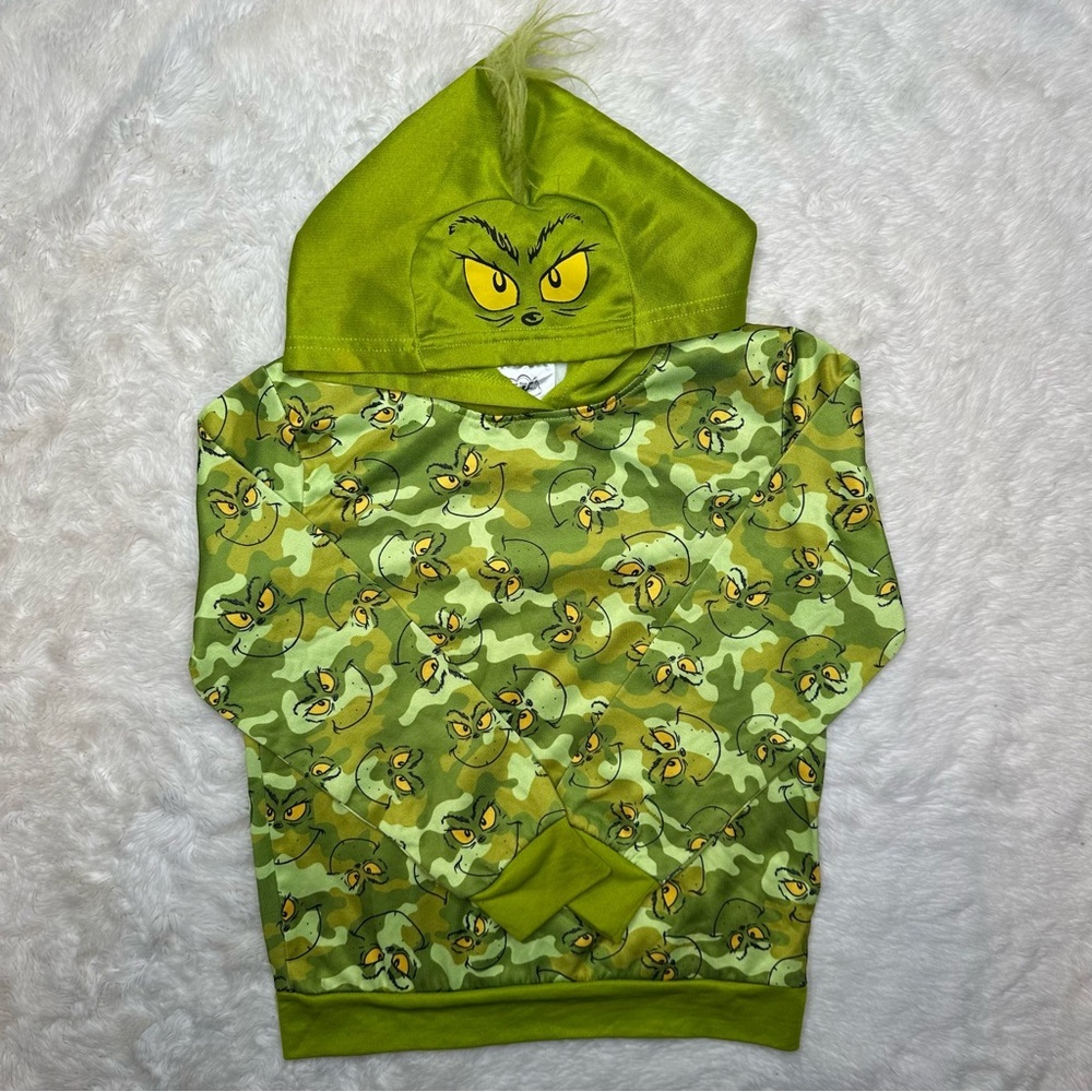 Dr. Seuss The Grinch Hoodie Pullover Green & Yellow Size 6